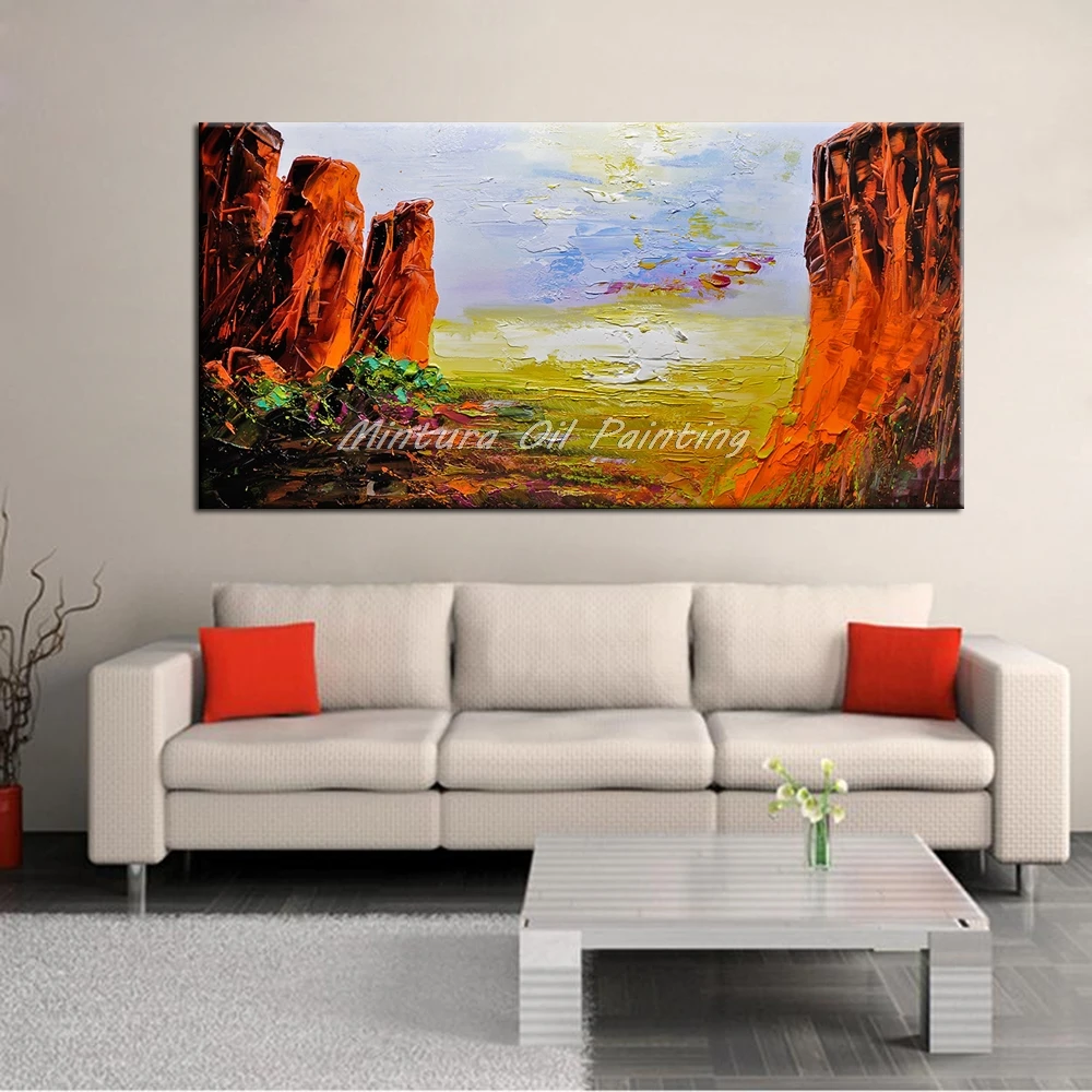 Mintura Art Big Size Hand painted Canvas Oil Painting Palette knife 3D texture acrylic Landcape Wall Picture For Living Room | Дом и сад