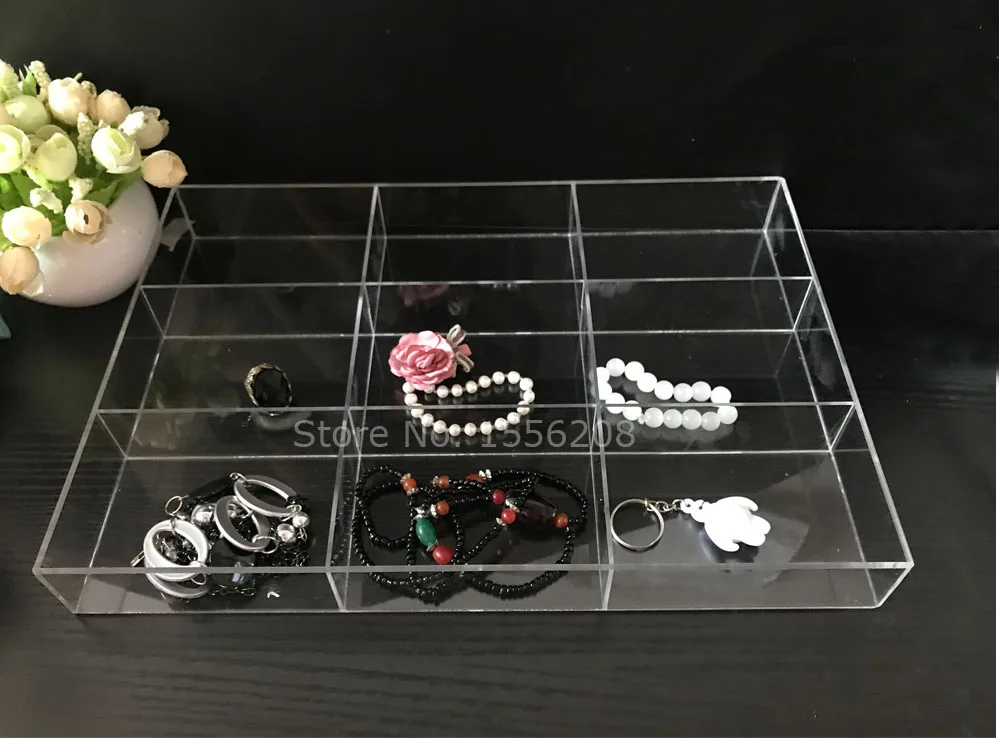 9 Grid Multi-Purpose Use Acrylic Showcase Display Storage Holder for Earrings Bracelets Necklaces Rings Organizer Tray
