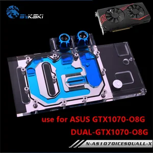 BYKSKI водяной блок для ASUS GTX1070-O8G-SIGAMING GTX 1060 Dual RGB светильникFull Cover, графическая карта, медная