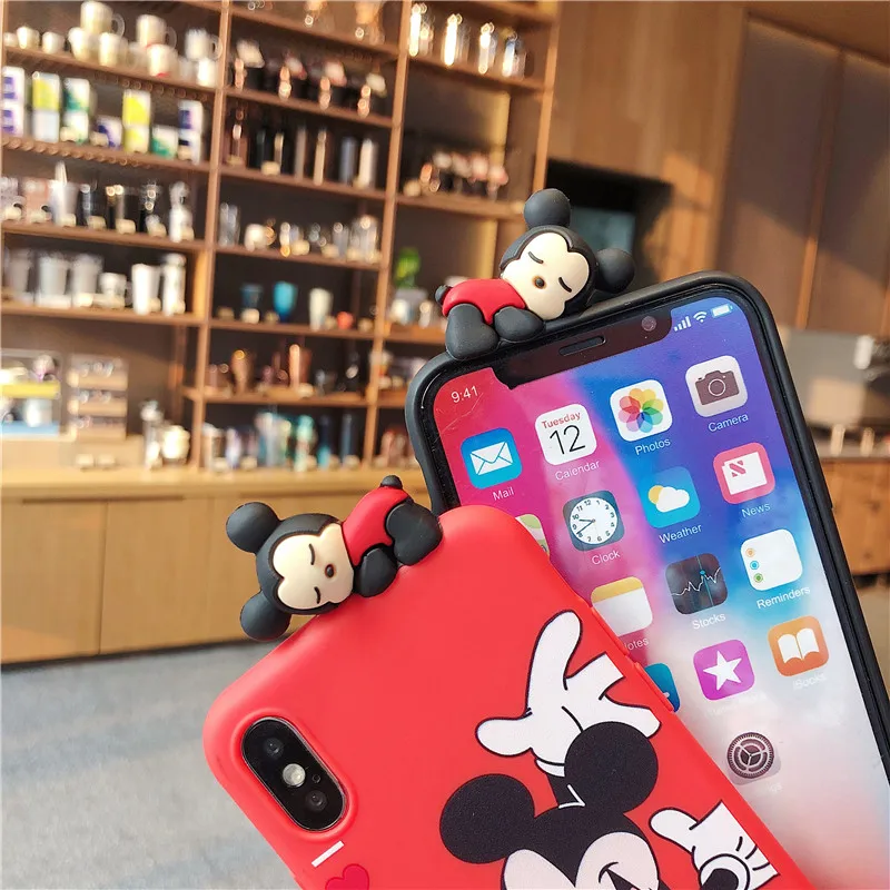 Модный милый чехол с 3D рисунком Микки и Минни для пары iPhone X XR XS MAX мультяшный 6 S 7 8