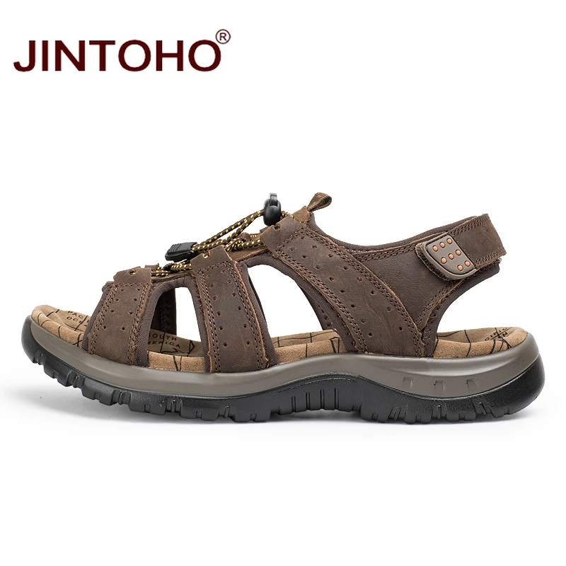 Новинка 2018 летняя мужская пляжная обувь JINTOHO модные мужские сандалии из
