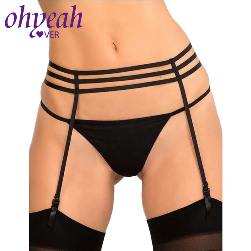 Эластичные подвязки Ohyeahlover на бретельках со стрингами однотонный черный