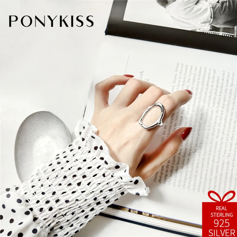 Женское кольцо неправильной формы PONYKISS регулируемое из стерлингового серебра 925