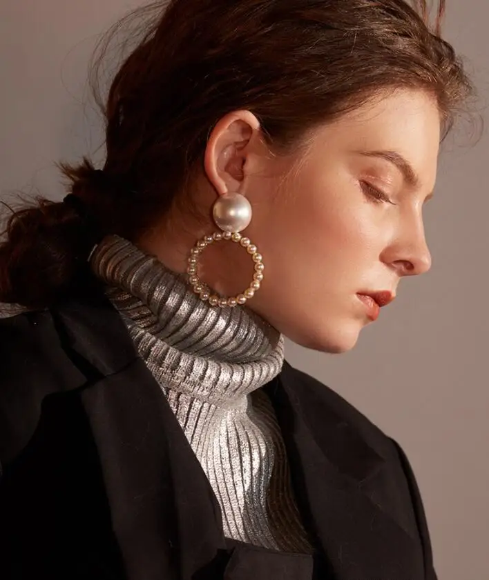 Богемные жемчужные серьги для женщин Bijoux большие круглые массивные