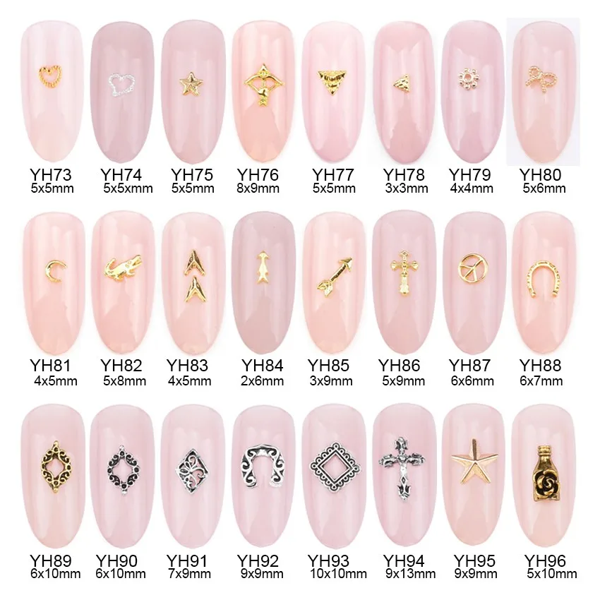10 шт геометрические 3d nailart измельченный Металл 3 мм золотые гвоздики для ногтей Звезда Крест амулеты арт заклепки деко ongle гвозди товары для рукоделия YH73~ 96