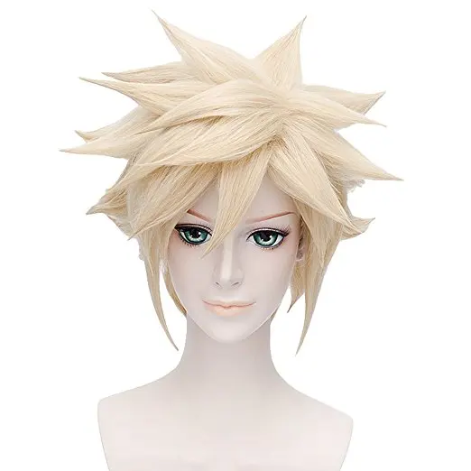 Ccutoo последняя фантазия VII Клауд страйф Final Fantasy VII Для мужчин с коротким блондинка аксессуар для волос пушистой цветок прямые синтетические волосы Косплэй парики FF7