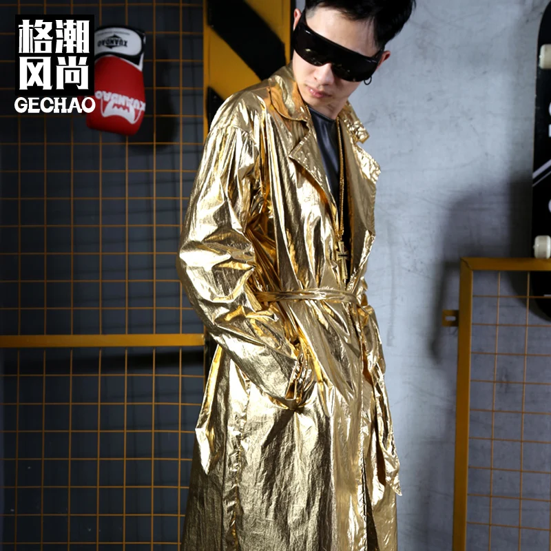 2018M 6XL/сценическое платье крутая Золотая ветровка костюм певицы DJD для приливного