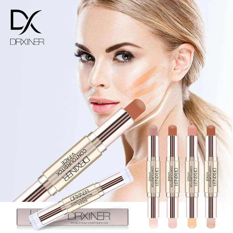DRXINER макияж Сливочный двухсторонний 2 в 1 контурная палочка V-face макияж изюминка мерцающий Макияж Блеск Хайлайтер с эффектом загара