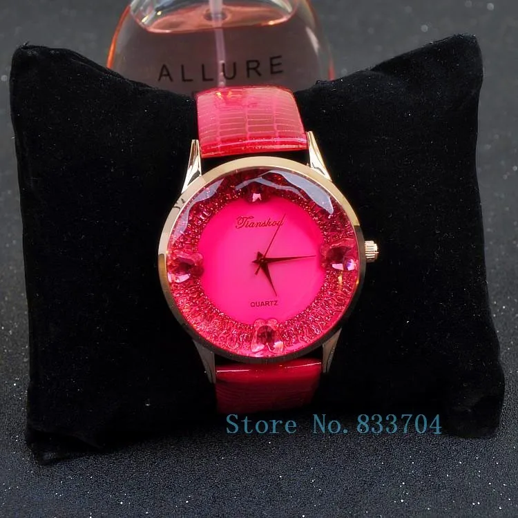 Роскошные Алмазов Женские Часы Большой Циферблат часы Натуральной Кожи Дамы