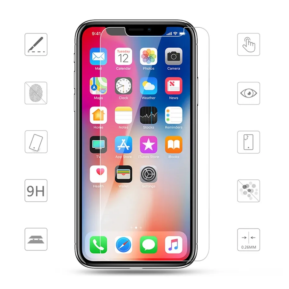 Ультратонкое закаленное стекло для iPhone XS Защитная пленка экрана XR Max X 10 8 7 6 6S Plus 5 5S