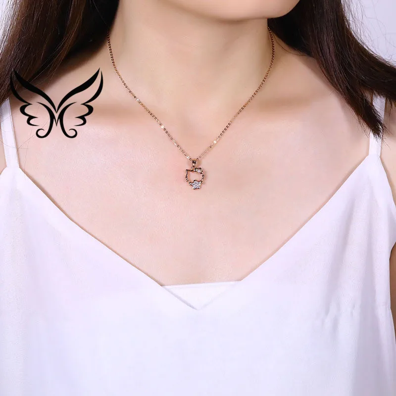 S925 silver Korean version popular cat pendant fashion necklace (with chain) female Festival Valentine's day gift | Украшения и