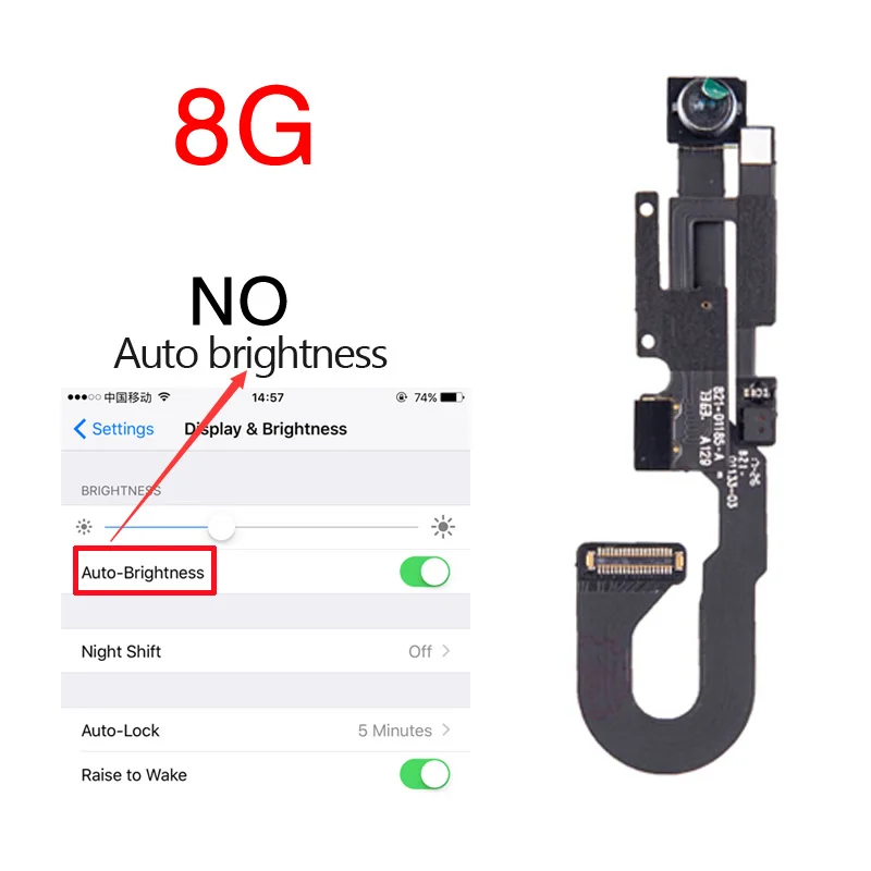 8G No brithtness 5 шт./партия протестированная фронтальная камера Flex для iPhone 8G 4,7 ''8 PLUS 5,5" датчик света близость гибкий кабель запасные части - Цвет: 8G No brithtness