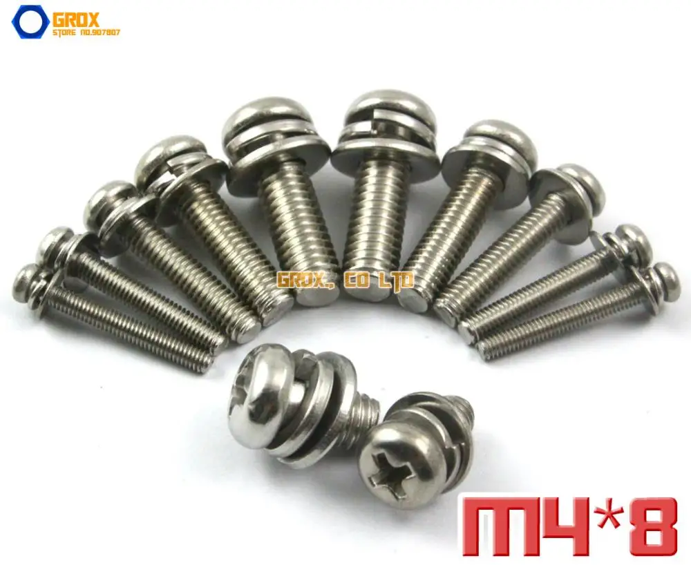 

M4 304 Stainless Steel Phillips Pan Head Machine Screw with Washer / Assembled Screw
