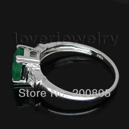 Кольцо с изумрудом в винтажном стиле кольцо из белого золота 18 карат натуральным