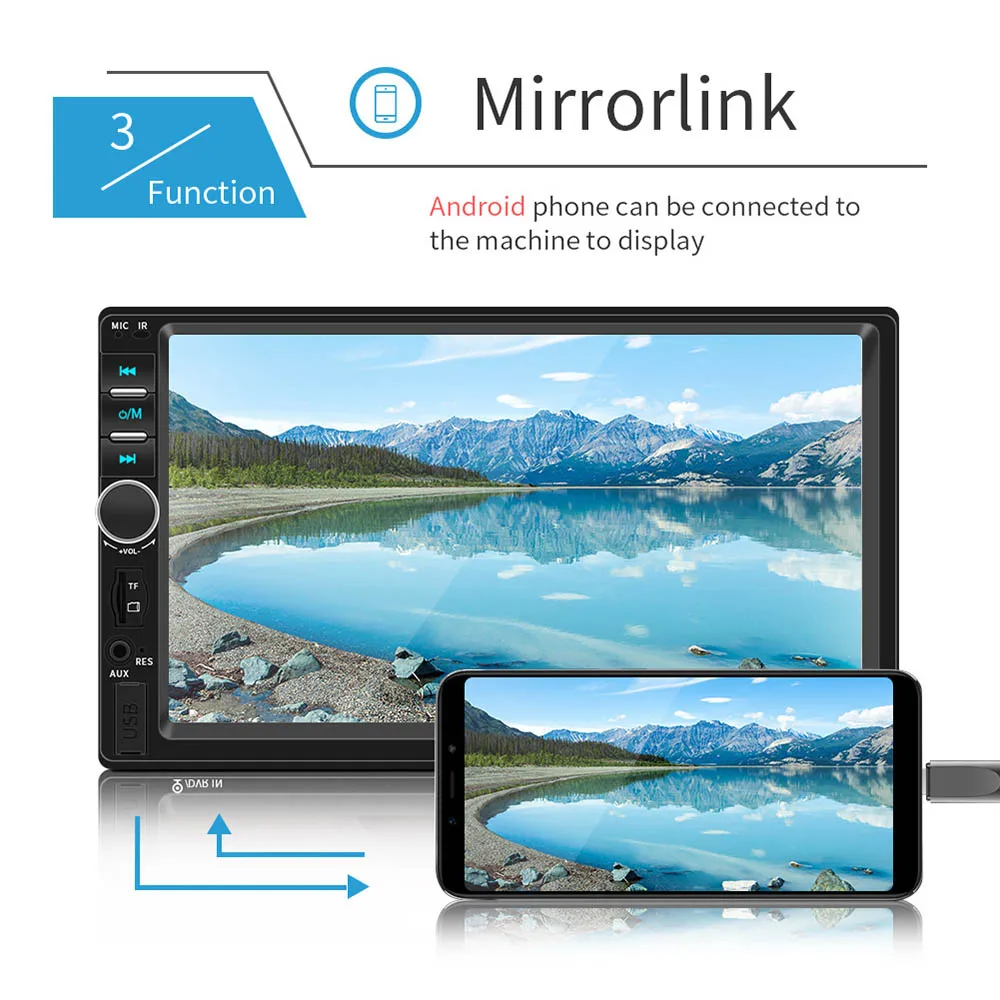 Автомагнитола MP5 плеер Bluetooth свободные руки AUX USB камера заднего вида 2 din Mirrorlink 7018B