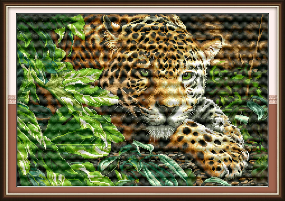 Joy Sunday Leopard китайские наборы для вышивки крестом экологический хлопок прозрачный 11CT 14CT печатные DIY Свадебные украшения для дома
