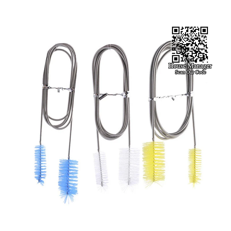 

155cm long Aquarium Cleaning Brush for Water Filter Pump, Stainless Steel flexible Cleaner Tool Tube Pipe Hose Double NeverElse