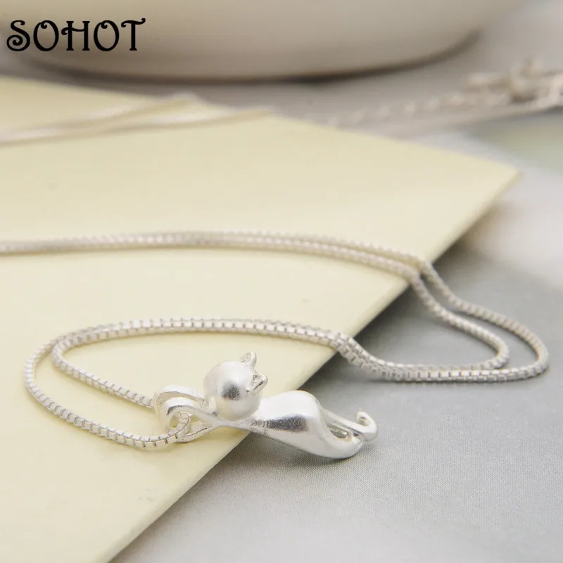 SOHOT Высокое качество матовый золотой серебряный цвет милый кот котята кулон