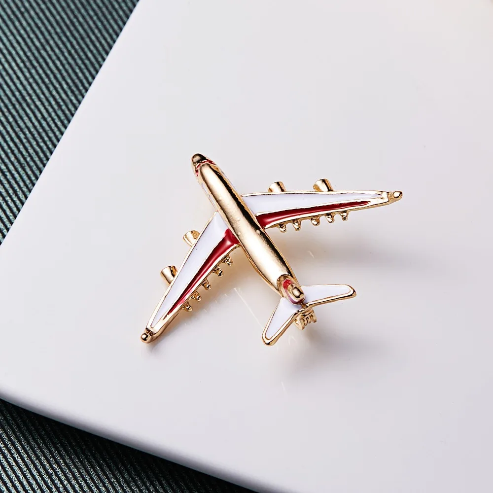 RINHOO 2021 Fashion 3D Little Airplane Brooch Enamel Gold-color Metal Brooches Pin Aircraft Model Jewelry Suit Clothes Clips | Украшения и