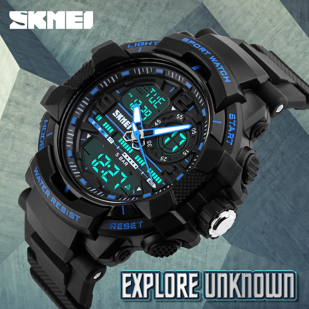SKMEI новые спортивные часы мужские цифровые светодиодные с дисплеем