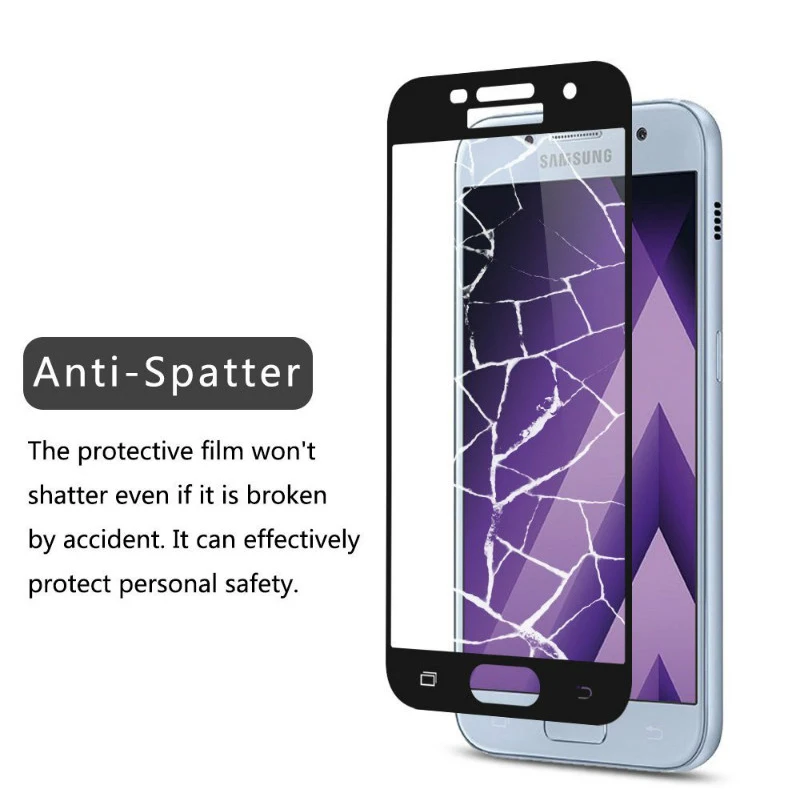 Закаленное стекло с полным покрытием для защиты экрана Samsung Galaxy A3 A5 A7 2017