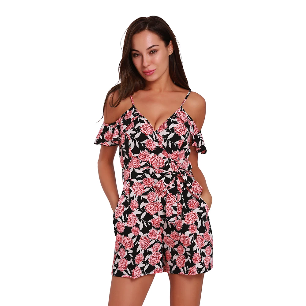 Чешские Комбинезоны для женщин 2018 v образным вырезом слинг комбинезон Off the shoulder