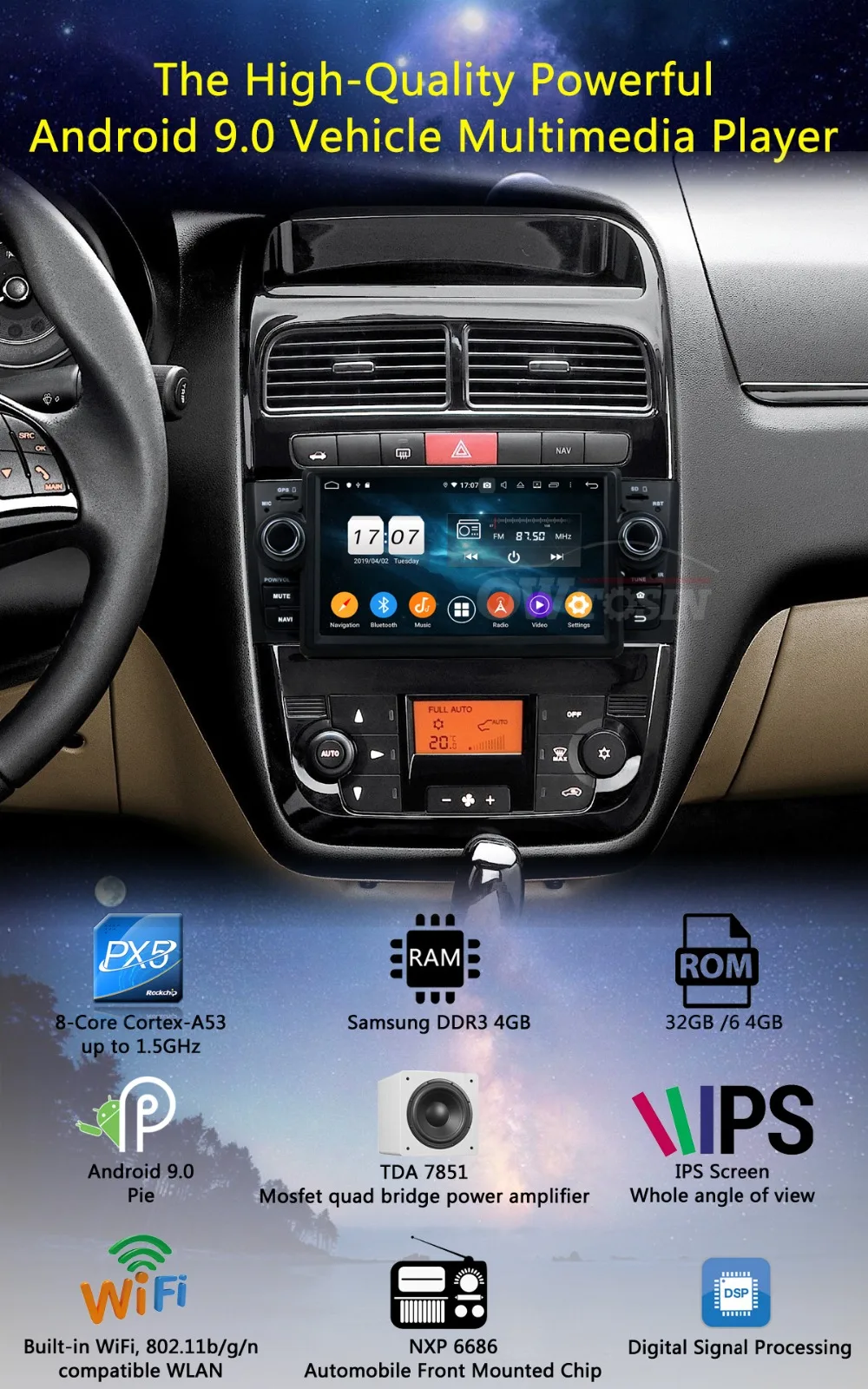 " ips 8 Core 4G Оперативная память+ 64G Встроенная память Android 9,0 автомобиль dvd-радио GPS для Fiat Linea 2007 2008 2009 2000 2010 2011 2012 2013 DSP CarPlay