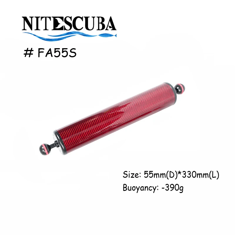 F55S 33cm red black NiteScuba Дайвинг из углеродного волокна Поплавковый рычаг плавучести для стробоскопа видео светильник tg5 tg4 rx100 корпус камеры подводная фотография - Цвет: F55S 33cm red black
