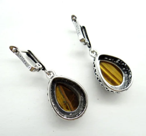 Оптовая продажа серьги-подвески из натуральной кожи в форме слезы тигровый глаз