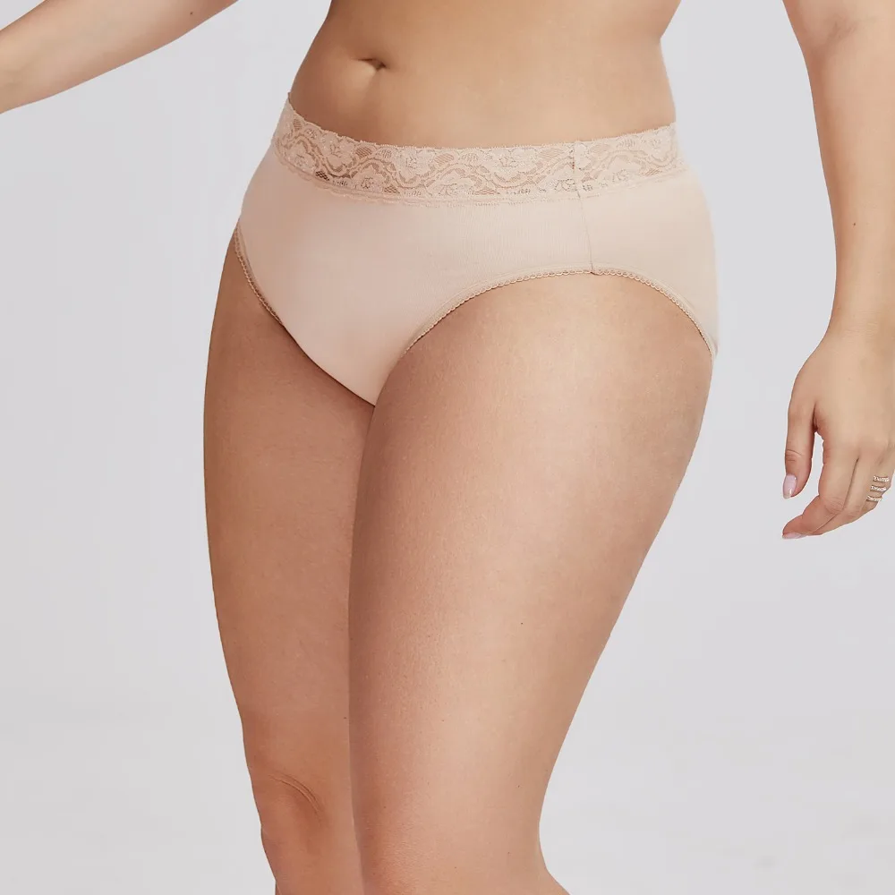 

Women's Lace Cotton Panties High Cut Bikini Hipster Underwear,2 Pack