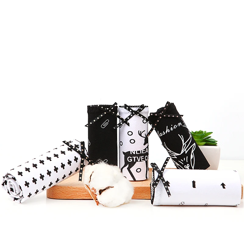 Женские бесшовные трусики Feilibin хлопковые дышащие с принтом нижнее белье