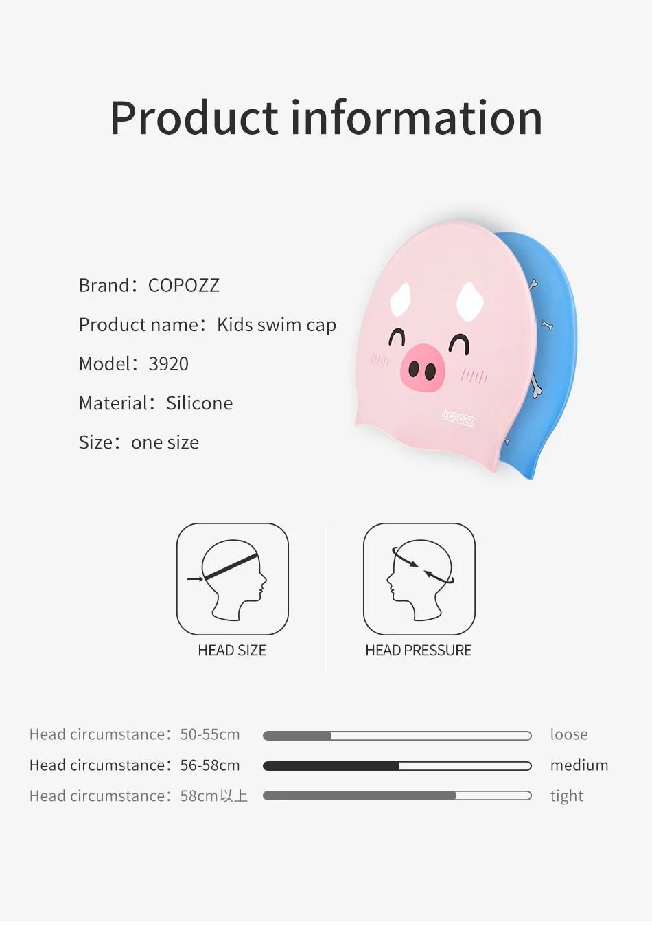 COPOZZ плавающая шапка для бассейна Милая мультяшная собака дети Дети Badmuts водонепроницаемые защитные уши длинные волосы спортивные часы для мальчика и девочки плавающая шапка