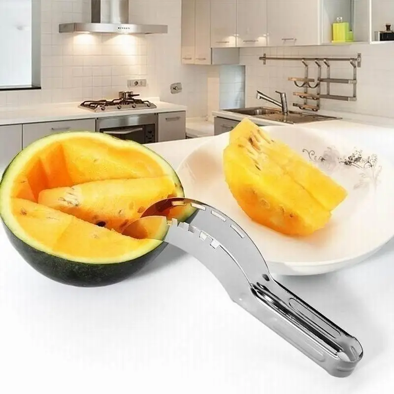 Watermelon knife Нержавеющая сталь ломтерезатель для арбуза, фруктов Ножи и мороженое балерины лопатка для дыни двойной Размеры ложка набор кухонных инструментов - Цвет: Watermelon knife