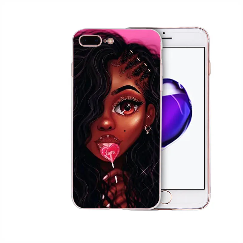 Красивый и милый мягкий силиконовый прозрачный чехол для девушек меланина iPhone7 8