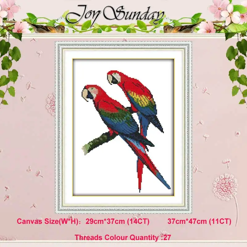 Two parrots Parrot Scarlet macaw animals Счетный 11 14CT Набор для вышивания крестиком DIY DMC Китайский Набор для вышивания крестиком вышивка рукоделие домашний декор - Цвет: Two parrots