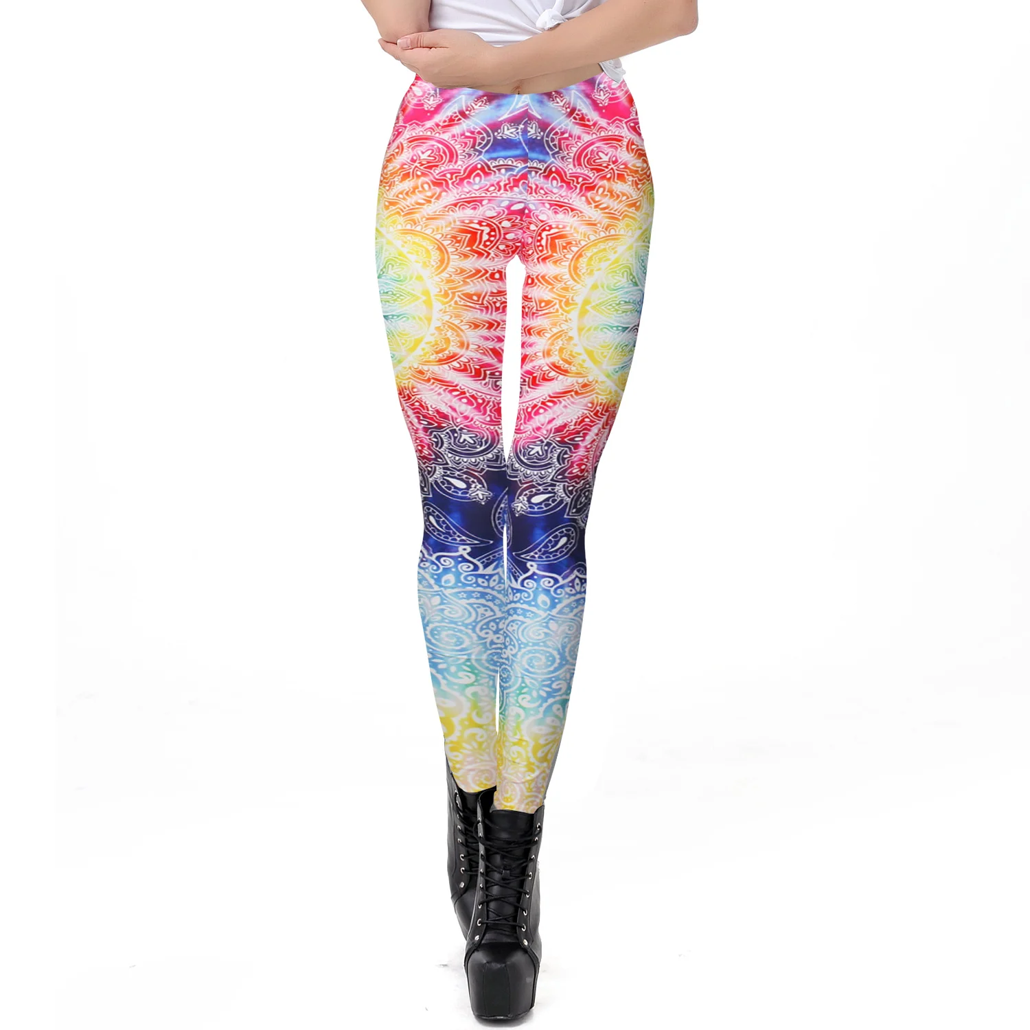 Женские леггинсы с принтом You're My Secret разноцветные Мандала модель 2019|sexy pants|fashion