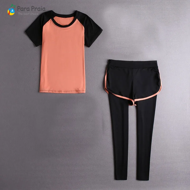 orange two piece Комплект из пяти предметов для йоги, спортивная одежда для женщин, спортивный бюстгальтер, одежда для фитнеса, спортивный костюм для женщин, женский укороченный топ для тренировок в тренажерном зале - Цвет: orange two piece