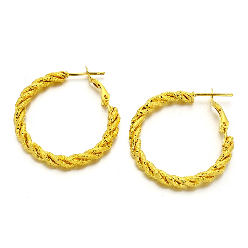 Серьги-кольца женские Геометрические золотистые E111 | Украшения и аксессуары