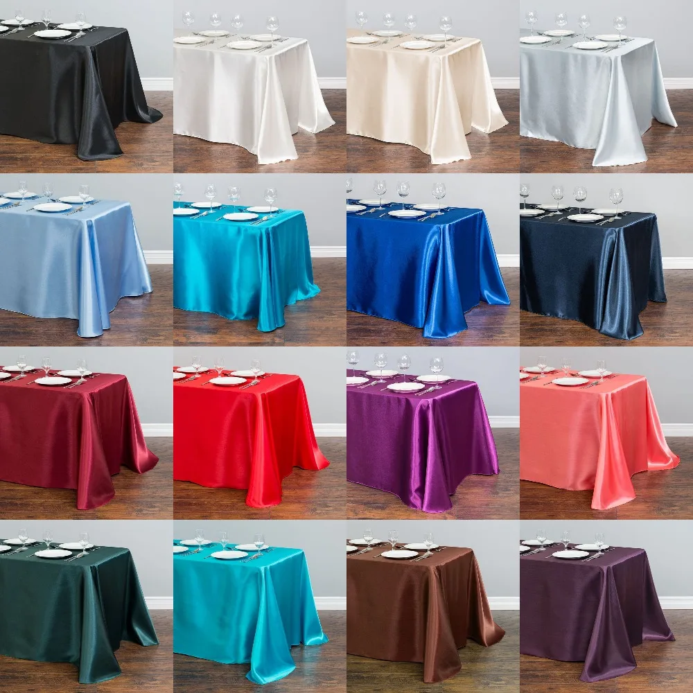 100% полиэстер атласная Скатерть покрытие для стола накладка на стол топ свадьбы
