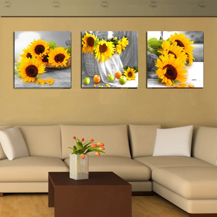 Современное украшение для дома набор рисования желтый подсолнух на столе