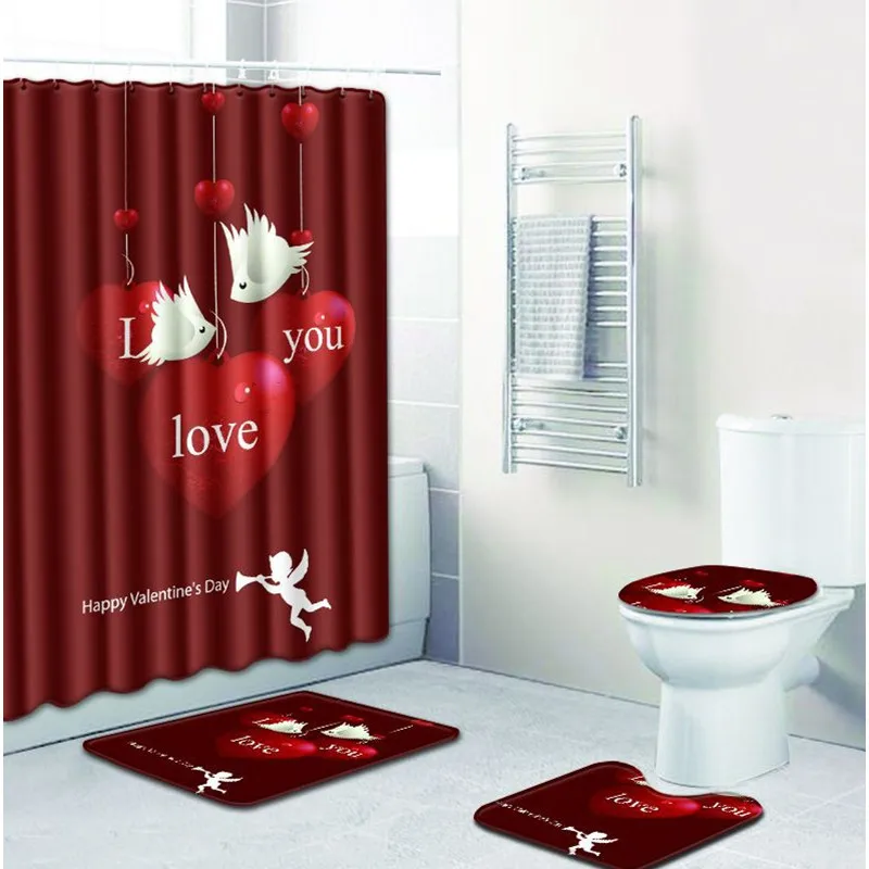 Free Shipping 4pcs Love Candle Cup Banyo Paspas Bathroom Carpet Toilet Bath Mat Set Non Slip Tapis Salle De Bain Alfombra Bano | Дом и сад