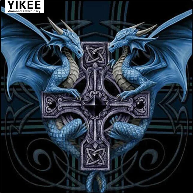 Алмазная живопись с черепом и драконом 5d вышивка крестиком драконы diy 3d алмазная