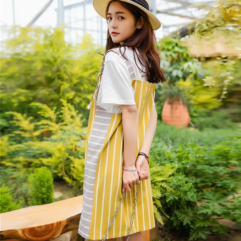 Lychee Женская Полосатая юбка-комбинезон с карманами прямые женские полосатые юбки