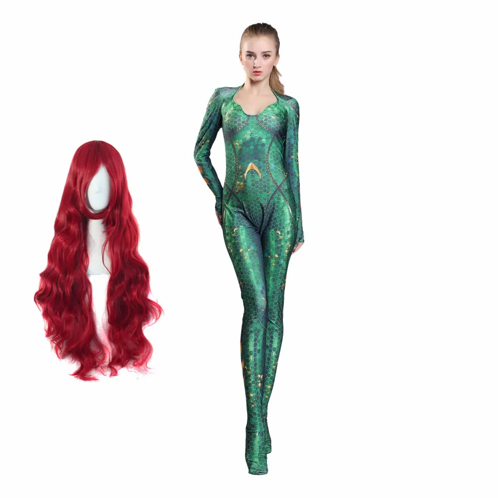 bodysuit and wigs Justice League Aquaman боди супергероя queen Mera - Цвет: bodysuit and wigs