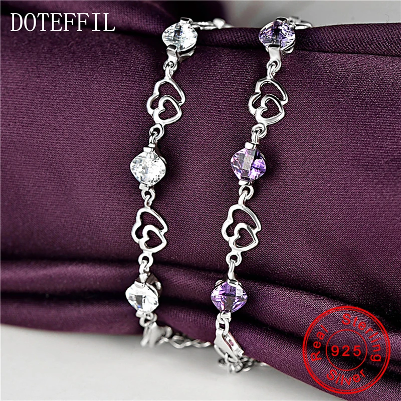 Женский браслет из серебра 925 пробы с фианитами|zircon bracelet|charm braceletwomen charm bracelet |