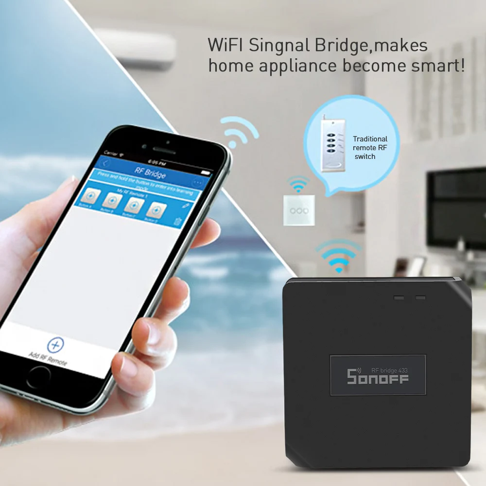 Sonoff RF Bridge 433 WiFi беспроводной выключатель умный дом пульт дистанционного