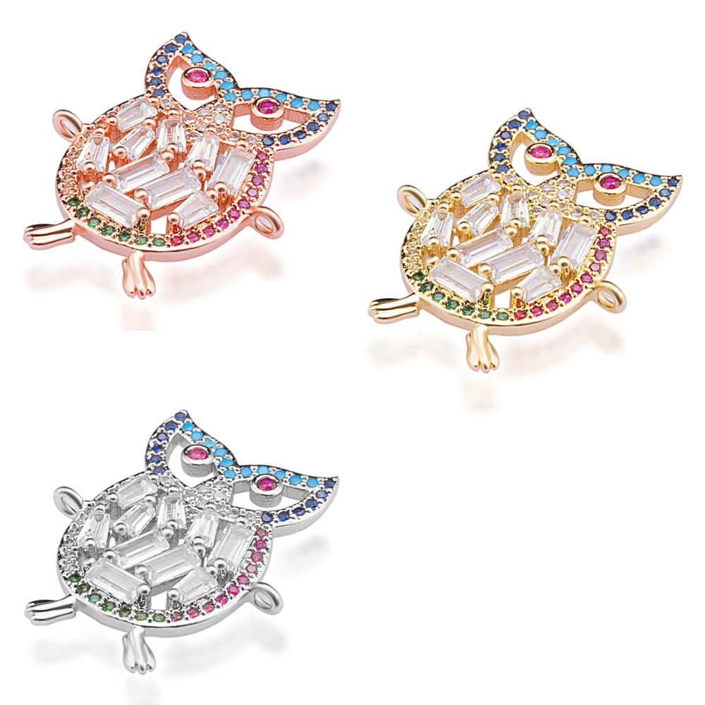 Ювелирные изделия микро-ПАВЕ циркон Сова шарм соединитель аксессуары для женщин