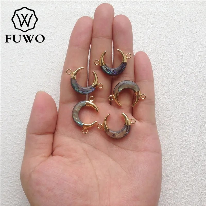 Коннектор Полумесяца FUWO Abalone с золотым наполнителем 24 К модная двойная подвеска