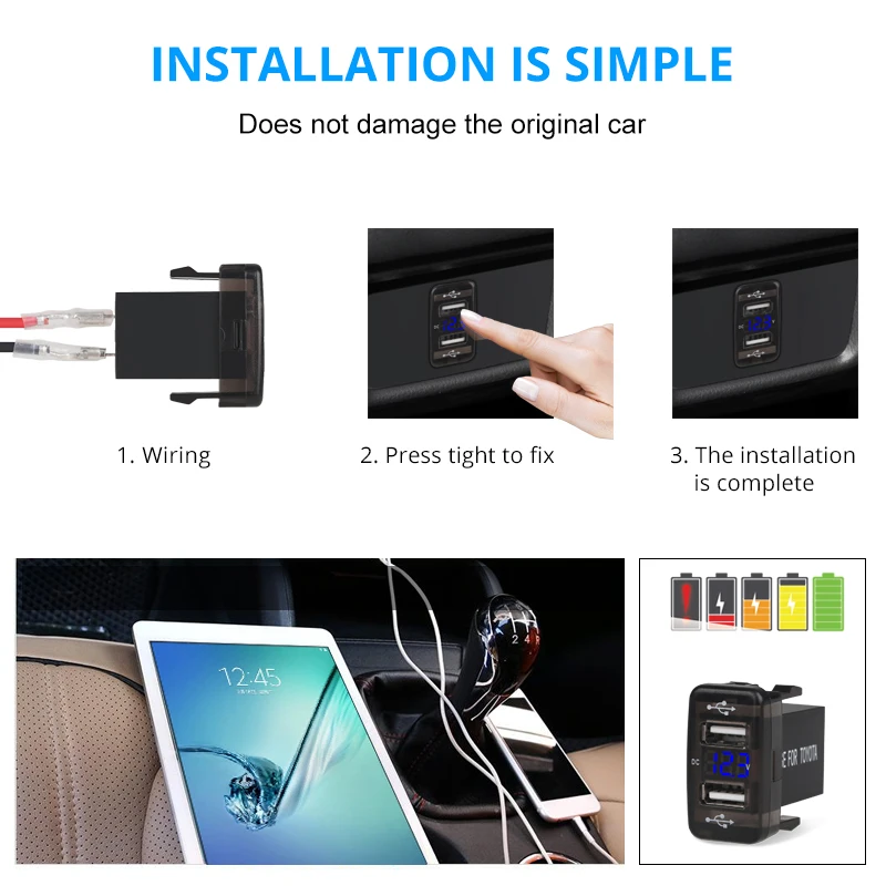 5 в 4.2A зарядное устройство для Toyota 2.1A автомобильное USB зарядное устройство 12 В светодиодный вольтметр USB автомобильный адаптер зарядное устройство для смартфона