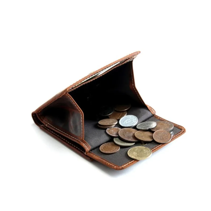 Винтажный Мужской кошелек из натуральной кожи с карманом для монет мужской мини